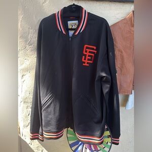 Mitchell & Ness Black SF GIANT Bomber Jacket with Orange Accents - size 4xl